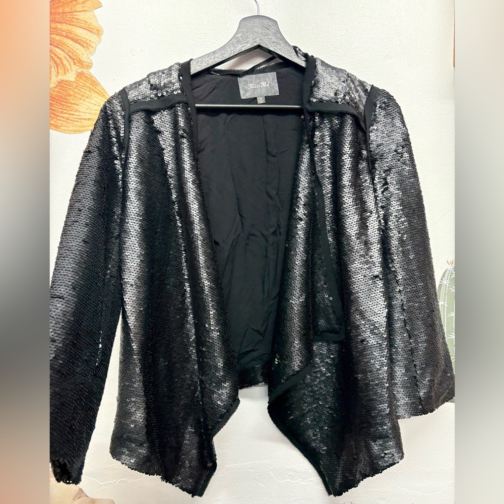 MISS ME black sequence waterfall blazer 🖤